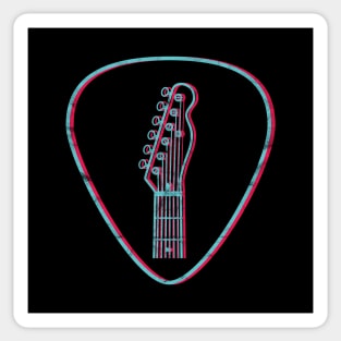 3D T-Style Guitar Headstock Guitar Pick Dark Theme Sticker